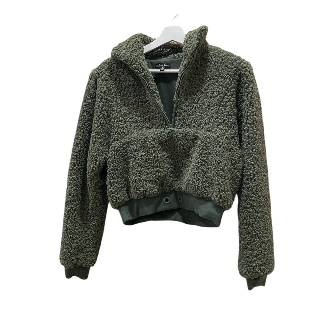 For Love and Lemons green cropped shag Sherpa - Picture 2 of 5